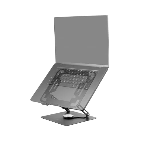 Mars Gaming MA-RSN, Laptop- und Tablet-Ständer bis 17 Zoll, Höhenverstellbar + Neigung + 360° Rotation, Stahlstruktur, rutschfeste Pads, Faltbares Tragbares Design, Schwarz von Mars Gaming