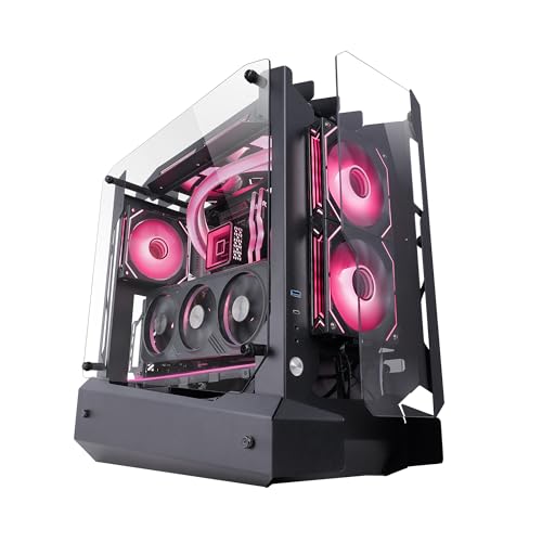 Mars Gaming MC-Edge, Gaming-ATX-Gehäuse, Open-Air-Design, Triple Gehärtetes Glas, Mid-Tower-PC-Gehäuse, Unterstützung Wasserkühlung 240mm, Internes Kabelmanagement-System, USB-C und USB 3.0, Schwarz von Mars Gaming