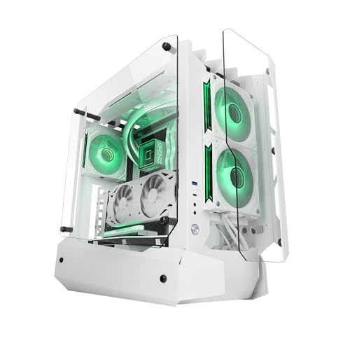 Mars Gaming MC-Edge, Gaming-ATX-Gehäuse, Open-Air-Design, Triple Gehärtetes Glas, Mid-Tower-PC-Gehäuse, Unterstützung Wasserkühlung 240mm, Internes Kabelmanagement-System, USB-C und USB 3.0, Weiß von Mars Gaming