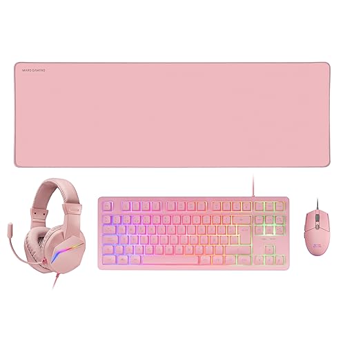 MARSGAMING MCP-RGB3, Pack Gaming-Tastatur Fixed RGB + Gaming-Maus RGB Flow 3200 DPI + Headset Over-Ear RGB + XXL Mousepad, Pink, Portugiesisch Sprache MARSGAMING MCP-RGB3, Pack Gaming-Tastatur Fixed RGB + Gaming-Maus RGB Flow 3200 DPI + Headset Over-Ear RGB + XXL Mousepad, Pink, Portugiesisch Sprache von Mars Gaming
