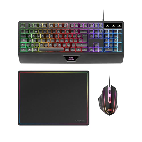 Mars Gaming MCP124, 3in1 Gaming Combo, Ergonomische H-Mech LED RGB Tastatur, RGB Maus 3200DPI HUANO Switches, Nanotextil-Mauspad 360x260mm, Multiplattform-Kompatibilität, Portugiesisch Layout, Schwarz Mars Gaming MCP124, 3in1 Gaming Combo, Ergonomische H-Mech LED RGB Tastatur, RGB Maus 3200DPI HUANO Switches, Nanotextil-Mauspad 360x260mm, Multiplattform-Kompatibilität, Portugiesisch Layout, Schwarz von Mars Gaming