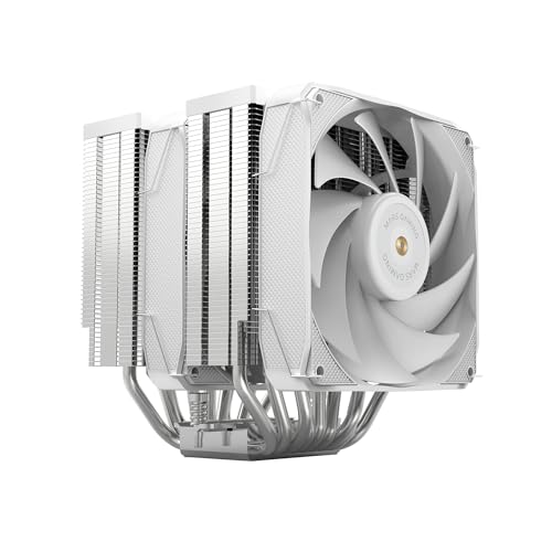 Mars Gaming MCPU-XU9, CPU-Kühler Doppelturm, TDP 400W, 2x Hybridflügel-Lüfter und Hyperbalanciertes Kupfer-FDB-Lager, 9 Heatpipes mit BPH ULTRA Technologie, Universeller Multisocket, Weiß von Mars Gaming