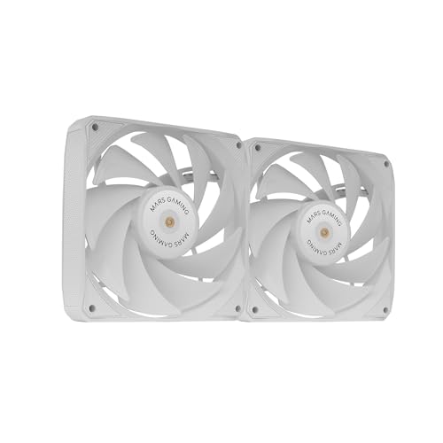 Mars Gaming MF-NCLX2, Kit 2x Ultra-Leise 120mm Lüfter, Hybridblatt-Design, 2-in-1 Lüfter mit Hyperbalanced FDB Kupferlager, PWM-Anschluss-System, Anti-Vibrations-Pads, Weiß von Mars Gaming