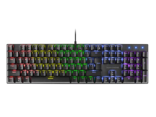 MARSGAMING MK422 Schwarz, Mechanische Gaming Tastatur RGB, Antighosting, Blauer Mechanischer Switch, US Sprache von MARSGAMING