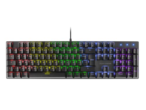 MARSGAMING MK422 Schwarz, Mechanische Gaming Tastatur RGB, Antighosting, Mechanischer Switch Blau, Französische Sprache, MK422BFR von MARSGAMING