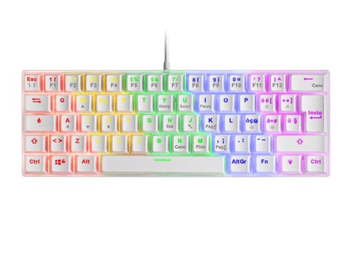 Mars Gaming MK60 Weiß, Mechanische Gaming Tastatur FRGB, Antighosting, Switch Mechanischer Rot, Italienisch Sprache von Mars Gaming