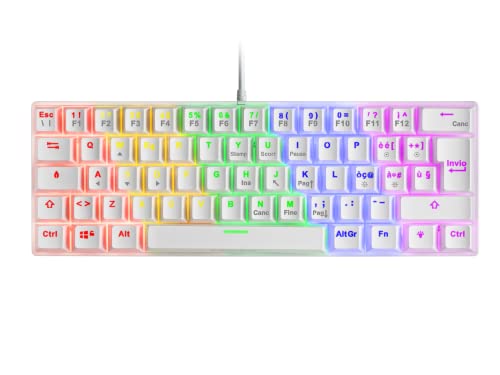 MARSGAMING MK60 Weiß, Mechanische Gaming Tastatur FRGB, Antighosting, Switch Mechanischer Rot, Italienisch Sprache von MARSGAMING