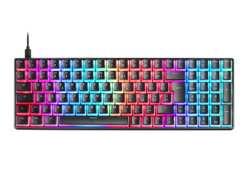 MARSGAMING MKULTRA, Mechanische Tastatur Schwarz RGB, Kompakt 96 prozent, Schalter Outemu SQ Blau, Portugiesisch-US von MARSGAMING