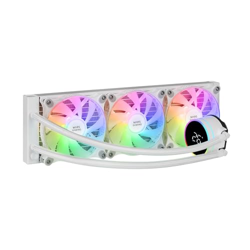 Mars Gaming ML-LCD360, AIO Flüssigkeitskühlung, TDP 600W, 3x FDB ARGB 120mm Lüfter, LCD-Display mit Temperaturüberwachung, Opti-Chamber 3rd Gen Pumpe, Universeller Multisocket, Weiß Mars Gaming ML-LCD360, AIO Flüssigkeitskühlung, TDP 600W, 3x FDB ARGB 120mm Lüfter, LCD-Display mit Temperaturüberwachung, Opti-Chamber 3rd Gen Pumpe, Universeller Multisocket, Weiß von Mars Gaming