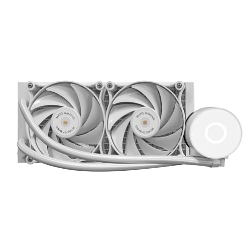Mars Gaming ML-PRO240, Professionelle CPU-Flüssigkeitskühlung, TDP 450W, 2 Ultraleise FDB-Lüfter, Opti-Chamber Pumpe mit Weißem Beleuchtungsring, Universal-Multisockel, Weiß von Mars Gaming