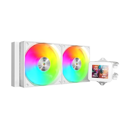 Mars Gaming ML-VISION240, Flüssigkeitskühlung AIO, TDP 500W, 2x ARGB-Lüfter mit Kupfer und Aluminium-FDB-Kern, 4:3 IPS LCD-Display mit 360° Rotation und Software, Universeller Multisockel, Weiß Mars Gaming ML-VISION240, Flüssigkeitskühlung AIO, TDP 500W, 2x ARGB-Lüfter mit Kupfer und Aluminium-FDB-Kern, 4:3 IPS LCD-Display mit 360° Rotation und Software, Universeller Multisockel, Weiß von Mars Gaming