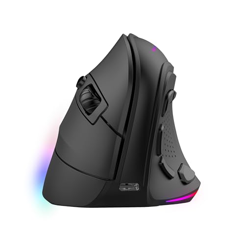 Mars Gaming MM-SK, Kabellose Vertikale Gaming-Maus, Ergonomisches, RGB Chroma-Beleuchtung, Pixart 8400DPI Optischer Sensor, Huano Mechanische Switches, 9 Programmierbare Tasten, Maus Tri-Mode, Schwarz von Mars Gaming