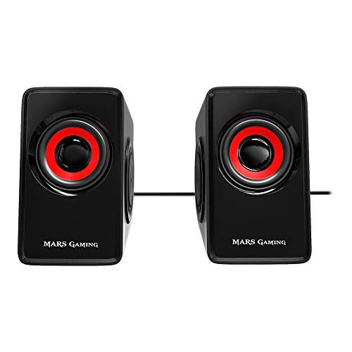 MARSGAMING MS1, Gaming-Lautsprecher, 6 Treiber, kompakt, USB, schwarz und rot von MARSGAMING