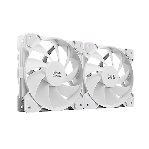 Mars Gaming MF-PROX2 Weiß, Kit 2 120mm Lüfter, Anti-Vibrationssystem, Ultra-leise, Dualer Anschluss 3PIN + 4PIN von Mars Gaming