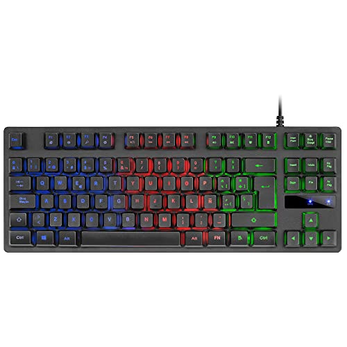 MARSGAMING Mars Gaming MK02 Schwarz, Gaming Tastatur H-Mech, Kompakt TKL, FRGB Rainbow, Antighosting, Spanisch Sprache, MK02ES von MARSGAMING