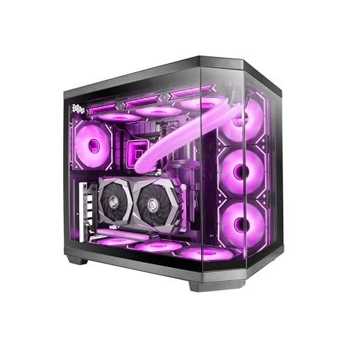 Mars Gaming MC-3TCORE, Custom ATX Gaming Gehäuse, Abnehmbares Fenster aus Dreifachglas, Dual-Kamera, Reverse Connector Backplane Kompatibler Semitower, Unterstützung für Flüssigkeitskühlung, Schwarz von Mars Gaming
