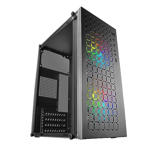 Mars Gaming MC-CORE, Gehäuse PC Micro-ATX Ultra-Kompakt, Metall-Mesh Front Design, 2x 120mm FRGB Lüfter, Full Side Window Gaming Gehäuse, Mini-ITX PC-Gehäuse, USB 3.0, Schwarz von MARSGAMING