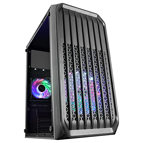 Mars Gaming MC-S2, Gehäuse PC Micro-ATX Ultra-Kompakt, Frontgitter, 2x FRGB-Lüfter, Full Side Window Gaming Gehäuse, Unterstützt Flüssigkeitskühlung bis zu 240mm, Schwarz von Mars Gaming