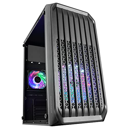 Mars Gaming MC-S2, Gehäuse PC Micro-ATX Ultra-Kompakt, Frontgitter, 2x FRGB-Lüfter, Full Side Window Gaming Gehäuse, Unterstützt Flüssigkeitskühlung bis zu 240mm, Schwarz von MARSGAMING