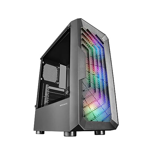 Mars Gaming MC-Tor Schwarz, ATX Gaming Semitower Gehäuse, Full Side Window, Front Mesh Design, 3X FRGB 120mm Frontlüfter, Dual Chamber Design von MARSGAMING