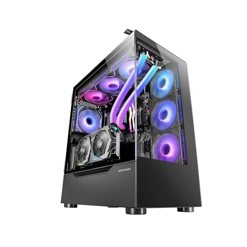 Mars Gaming MC-ULT, Custom XXL E-ATX Gaming-Gehäuse, Dual 90° Rahmenloses Gehärtetes Glas + Seitentür, Volle Flüssigkühlung, PC Tower mit Dual Vertical Chamber Design, Schwarz von Mars Gaming