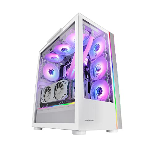 Mars Gaming MC-ULTRA Weiß, Gehäuse Gaming Custom XXL E-ATX, Dual ARGB LED-Streifen, Dual Gehärtete Glasfenster, Dual Vertikale Kamera Struktur von Mars Gaming