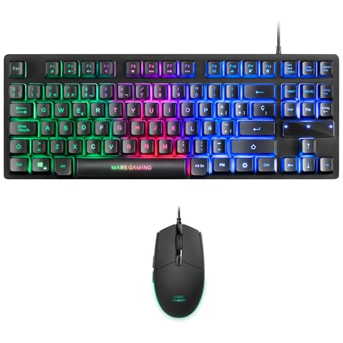 Mars Gaming MCPTKLES, RGB Combo Tastatur & Maus 3200DPI, TKL Design, Spanische Sprache von MARSGAMING