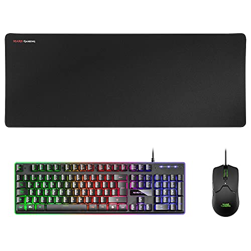 Mars Gaming MCPXBPT, Combo Tastatur H-Mech FRGB, Ultralight Maus 10000DPI & XXL Mousepad, Schwarz, Portugiesisch Sprache von MARSGAMING