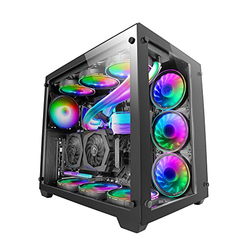 Mars Gaming MCV3 Schwarz, Custom XXL E-ATX Gaming Tower, Front und Seitenfenster Gehärtetem Glas, Dual Chamber Modular Frame von Mars Gaming