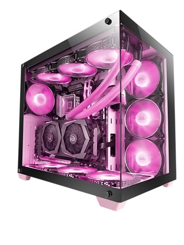 Mars Gaming MCV4 Rosa, Custom XXL E-ATX Gaming Tower, Rahmenloses Front und Seitenfenster Gehärtetem Glas, Modularer Doppelkammerrahmen von Mars Gaming