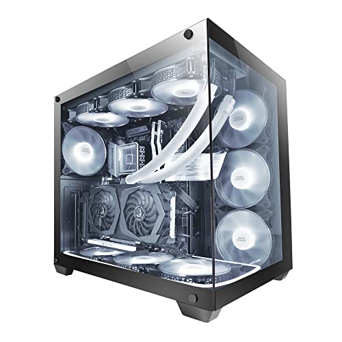 Mars Gaming MCV4 Schwarz, Custom XXL E-ATX Gaming Tower, Rahmenloses Front und Seitenfenster Gehärtetem Glas, Modularer Doppelkammerrahmen Mars Gaming MCV4 Schwarz, Custom XXL E-ATX Gaming Tower, Rahmenloses Front und Seitenfenster Gehärtetem Glas, Modularer Doppelkammerrahmen von Mars Gaming