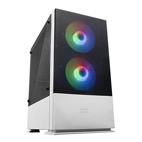 Mars Gaming MCZW, Premium-Kompakt-PC-Gehäuse, MicroATX, Panel + Front Mesh, Weiß von MARSGAMING