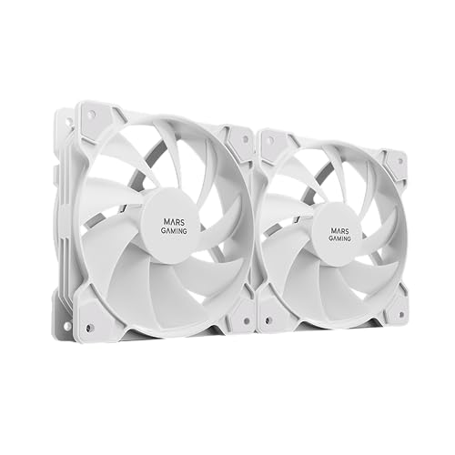 Mars Gaming MF-PWMX2 Weiß, 2 Lüfter 120mm, Flüsterleise FDB 12dB, Anti-Vibrations-System, PWM-System von Mars Gaming