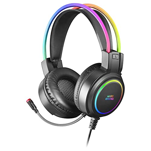 Mars Gaming MHRGB, Chroma RGB Flow Headset, Professionelles Mikrofon, Räumlicher Klang, Schwarz von MARSGAMING