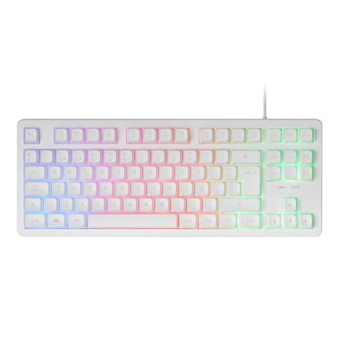 Mars Gaming MK023, Gaming Tastatur TKL, Hybrid H-Mech Technologie, FRGB Regenbogenbeleuchtung, Anti-Ghosting, Universelle Kompatibilität, Weiß, Spanische Sprache von MARSGAMING