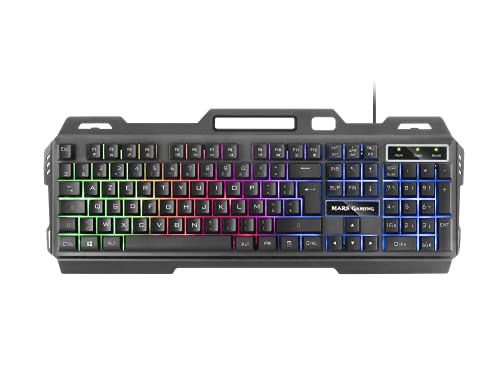 Mars Gaming MK120FR, Gaming-Tastatur FRGB, Aluminium, Antighosting, Smartphone-Ständer, Grau & Schwarz, Französisch Sprache von MARSGAMING