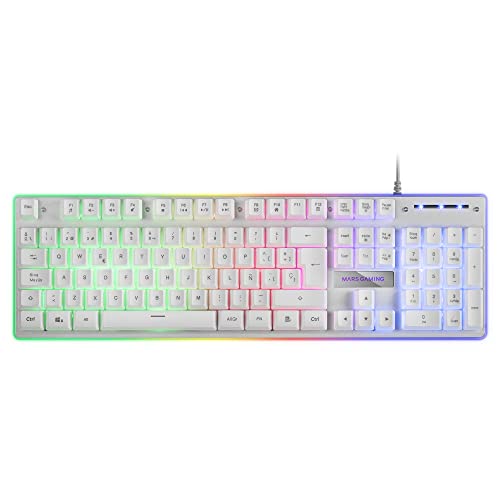 Mars Gaming MK220W Weiß, Gaming Tastatur H-Mech, FRGB Rainbow und Halo, Antighosting, Spanische Sprache von MARSGAMING