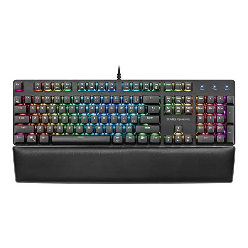 Mars Gaming MK5BPT, Mechanische RGB-Tastatur, Gepolsterte Handballenauflage, Schalter OUTEMU SQ Blau, Portugiesisch von MARSGAMING