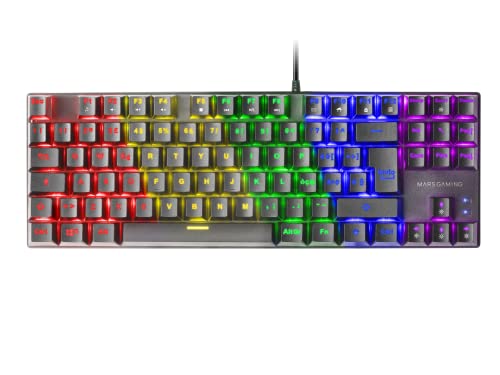 Mars Gaming MK80 Schwarz, Mechanische Gaming Tastatur TKL FRGB, Antighosting, Switch Mechanischer Blau, Italienisch Sprache von MARSGAMING