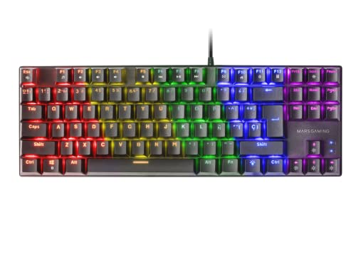 Mars Gaming MK80 Schwarz, Mechanische Gaming Tastatur TKL FRGB, Antighosting, Switch Mechanischer Blau, Spanisch Sprache von MARSGAMING