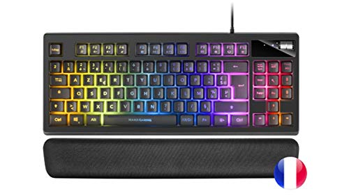 Mars Gaming MKAXFR TKL H-Mech Kompakttastatur, RGB-Beleuchtung 9 Effekte, Gel Handballenauflage, Schwarz, Französisch Sprache von MARSGAMING