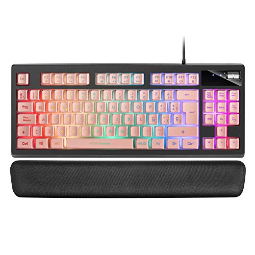 Mars Gaming MKAXPES Kompakttastatur TKL H-Mech, RGB-Beleuchtung 9 Effekten, Gel-Handballenauflage, Pink, Spanisch Sprache Mars Gaming MKAXPES Kompakttastatur TKL H-Mech, RGB-Beleuchtung 9 Effekten, Gel-Handballenauflage, Pink, Spanisch Sprache von Mars Gaming