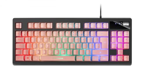 Mars Gaming MKAXPFR Kompakttastatur TKL H-Mech, RGB-Beleuchtung 9 Effekte, Gel-Handballenauflage, Pink, Französisch Sprache von MARSGAMING