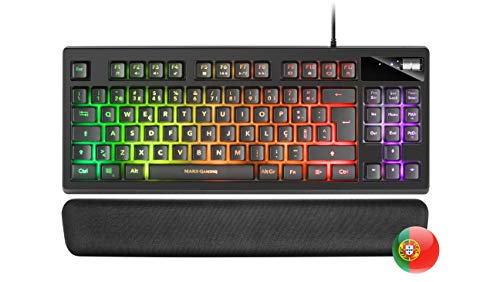 Mars Gaming MKAXPT TKL H-Mech Kompakttastatur, RGB-Beleuchtung 9 Effekte, Gel Handballenauflage, Schwarz, Portugiesisch Sprache von MARSGAMING