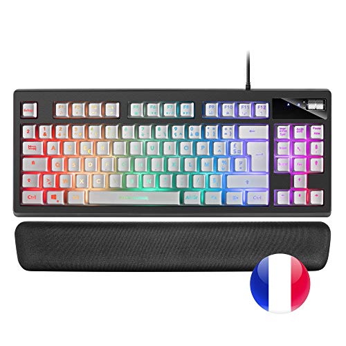 Mars Gaming MKAXWFR Kompakttastatur TKL H-Mech, RGB-Beleuchtung 9 Effekte, Gel-Handballenauflage, Weiß, Französisch Sprache von MARSGAMING