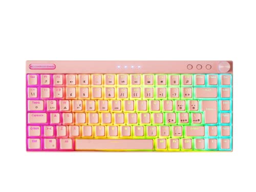 Mars Gaming MKCLOUD, Wireless Mechanische Tastatur RGB Rosa, Ultra-kompakt 75%, Switch Outemu SQ PRO Blau, Sprache Portugiesisch+US von MARSGAMING