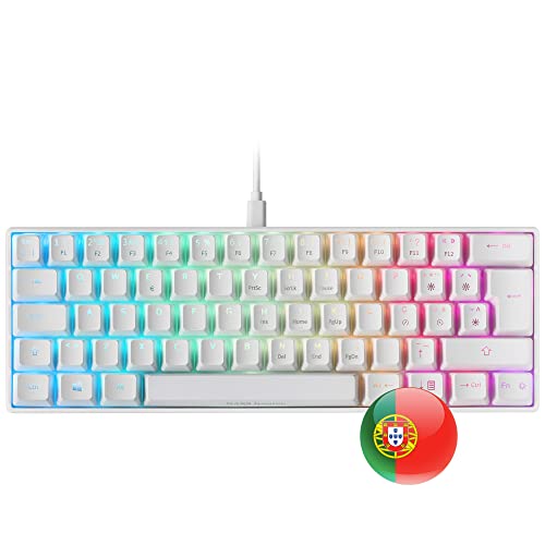 Mars Gaming MKMINIWBPT, Ultra-Kompakte Mechanische Tastatur, Full RGB Chroma, Schalter OUTEMU PRO Blau, Weiß, Portugiesisch Sprache von MARSGAMING