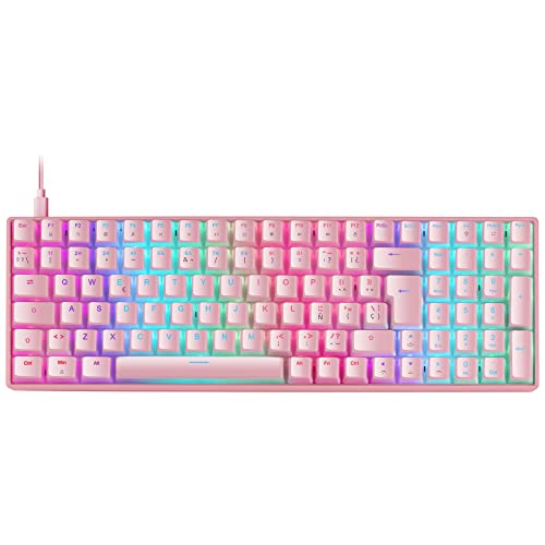 Mars Gaming MKULTRA, Mechanische Tastatur Pink RGB, Kompakt 96%, Schalter Outemu SQ Blau, Portugiesisch-US von MARSGAMING