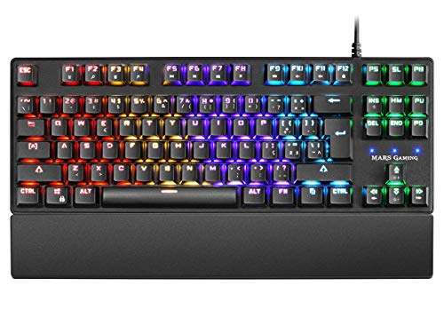 Mars Gaming MKXTKLRPT, Ultra-Kompakte Mechanische Tastatur TKL RGB, Handballenauflage, Schalter OUTEMU SQ Rot, Portugiesisch Sprache von MARSGAMING