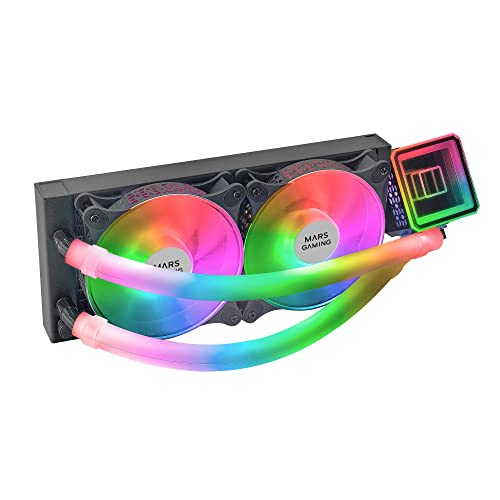 Mars Gaming ML-ULTRA240 Schwarz, Flüssig-CPU-Kühlung, TDP 500W, Infinity Mirror, 2 Silent FDB ARGB Lüfter, ARGB Rohre, Universal Multisocket von Mars Gaming